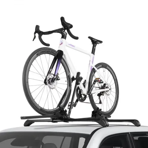 VEVOR Dachfahrradträger 15 kg Tragkraft, aufrechter Fahrraddachträger mit sicherem Verriegelungssystem für die meisten Standard-Querträger, aufrechter Autodachträger für SUV Auto, Schwarz – Bild 8