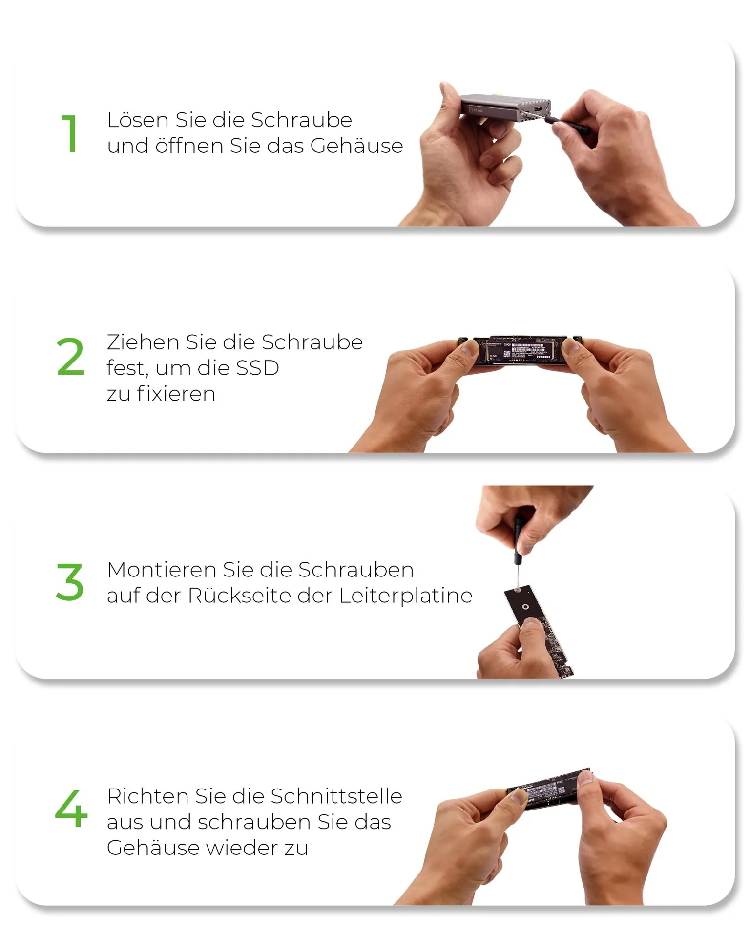 ICY BOX IB-1817M-C31, Type-C® USB 3.2 Gen 2 zu PCIe NVMe M.2 2230/2242/2260/2280 SSD Gehäuse mit Schreibschutz – Bild 4