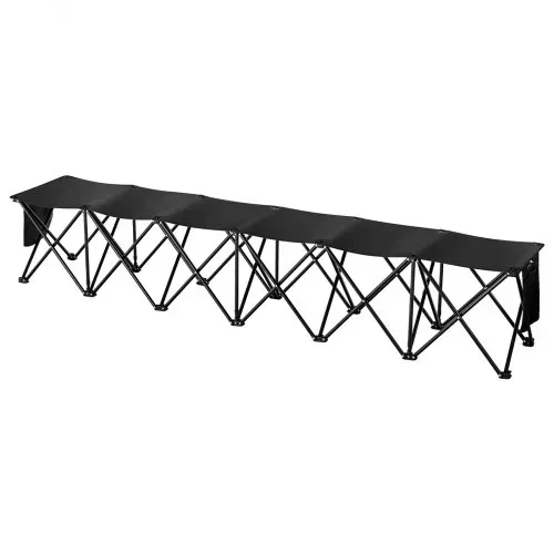 VEVOR Tragbare Klappbank, 6 Sitze, faltbare Seitenbank, Outdoor-Campingbankstühle mit Tragetasche, Mannschaftssport-Seitenbank für Fußball, Camping, Angeln, kein Zusammenbau nötig, sofortige Sitzgelegenheit, schwarz – Bild 9