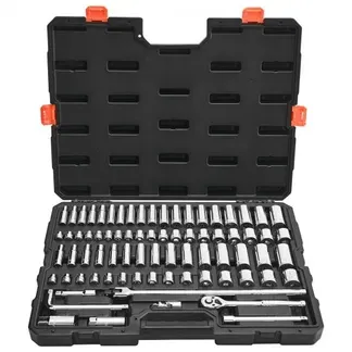 VEVOR Steckschlüsselsatz 76-tlg. 9,5-mm-Antrieb Ratschensatz, SAE und metrisch, tief und flach, Werkzeugsatz mit Zubehör und Aufbewahrungskoffer, CR-V-Legierungsstahl, für Autoreparatur VEVOR Steckschlüsselsatz 76-tlg. 9,5-mm-Antrieb Ratschensatz, SAE und metrisch, tief und flach, Werkzeugsatz mit Zubehör und Aufbewahrungskoffer, CR-V-Legierungsstahl, für Autoreparatur