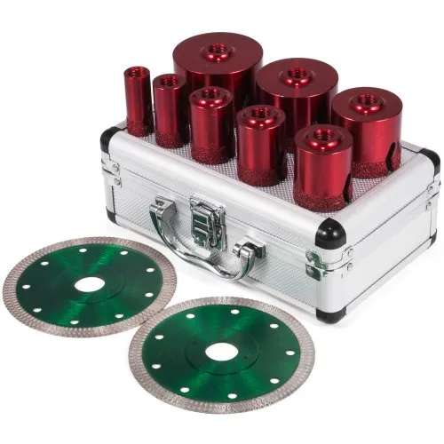 VEVOR Diamant Lochsäge 20, 25, 32, 35, 40, 50, 68 mm, Fliesenbohrer Lochsäge M14 Gewinde, Diamantbohrer 1,4 mm Dicke, 125 mm Durchmesser, Glasbohrer mit 6 Bohrern und 2 Klingen, Folienschweißgerät VEVOR Diamant Lochsäge 20, 25, 32, 35, 40, 50, 68 mm, Fliesenbohrer Lochsäge M14 Gewinde, Diamantbohrer 1,4 mm Dicke, 125 mm Durchmesser, Glasbohrer mit 6 Bohrern und 2 Klingen, Folienschweißgerät