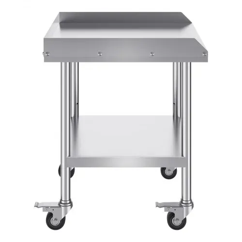 VEVOR Arbeitstisch aus Edelstahl, 610 x 711 x 762 mm Arbeitstisch zur Lebensmittelzubereitung mit 4 Rädern, Lenkrollen, 3-seitiger Spritzschutzwand, Arbeitstisch, Metall-Arbeitstisch für Restaurants – Bild 8