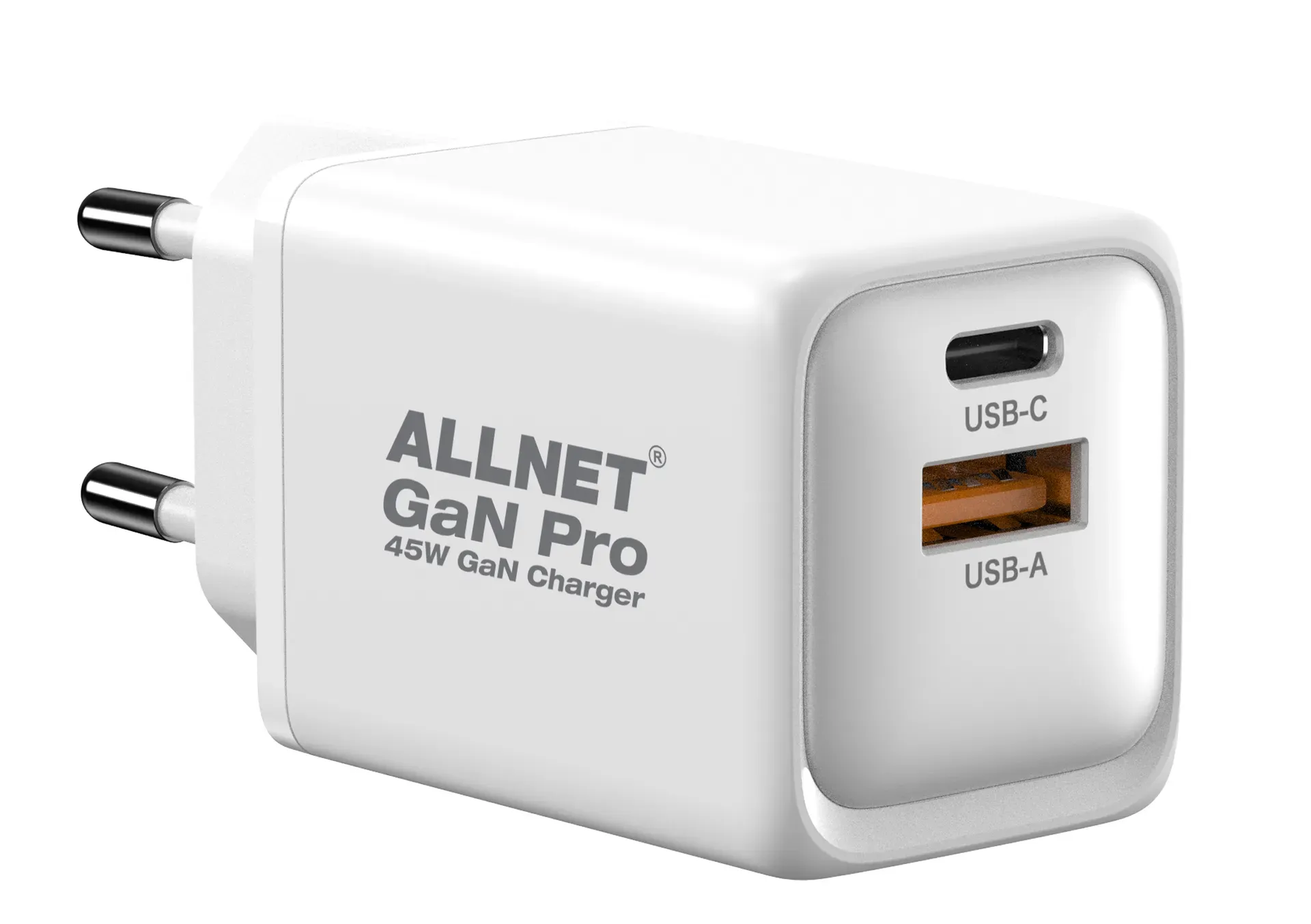 ALLNET Ersatznetzteil QC USB-C PD GaN Netzteil Power Supply 45 Watt 1x USB Typ-A QC, 1x USB Typ-C**EU PLUG** ALLNET Ersatznetzteil QC USB-C PD GaN Netzteil Power Supply 45 Watt 1x USB Typ-A QC, 1x USB Typ-C**EU PLUG**