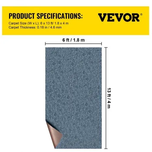 VEVOR 1,8 x 4 m Teppich Terrassen Grau Teppiche Polyesterfaser und TPR Teppiche Rutschfest und Wasserdicht, für Terrassen, Decks, Eingangsbereiche, Wintergärten usw. drinnen drauße(6 x 13 Fuß) – Bild 6