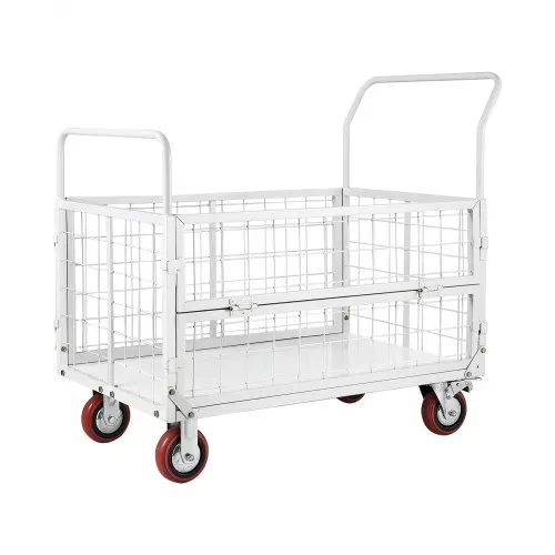 VEVOR Plattformwagen mit Gitterwänden 907 kg, 6-in-1 faltbarer Transportwagen mit Schwenkrädern, Schwerlast-Handwagen, Multifunktionaler Materialwagen, für Lebensmittel, Wäsche, 1130x675x1070 mm – Bild 10