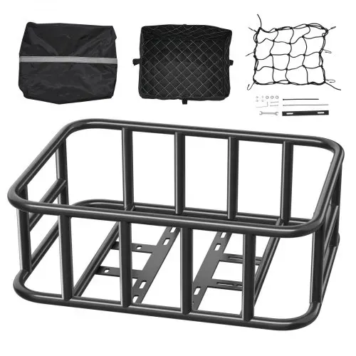 VEVOR Fahrradkorb hinten 435x330x155 mm, Hinterradkorb mit Gepäcknetz & Abdeckung, Gepäckträger zum Transport von Hunden, Haustieren, Obst & Lebensmitteln, Montagewerkzeug im Lieferumfang enthalten – Bild 8