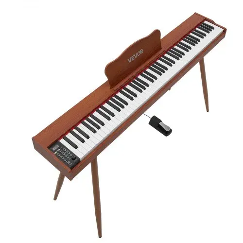 VEVOR Digitalpiano 88 Halbgewichtete Tasten in Standardgröße E-Piano Braun für Anfänger, 600 Klangfarben, 600 Rhythmen, USB, MIDI, Audioausgang, Kopfhörerbuchse, Sustain-Pedal und HiFi-Lautsprechern – Bild 9