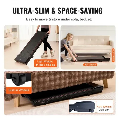 VEVOR Walking Pad Laufband unter den Schreibtisch, Laufband zum Arbeiten, funktionierendes Laufband mit 120 kg Tragkraft, tragbares Pad mit 2,5 PS, Fernbedienung LED-Anzeige 1-6 km/h Einstellbar – Bild 4
