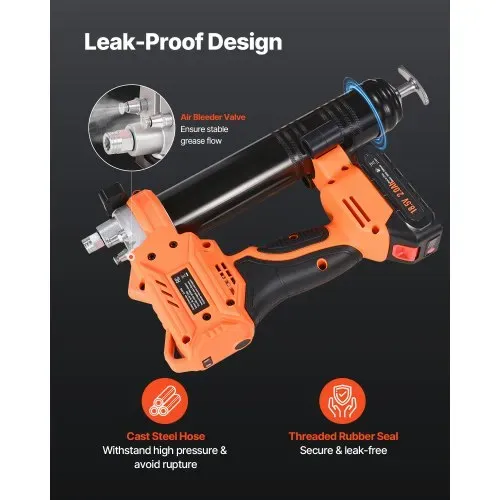 VEVOR Akku-Fettpresse, 55 Mpa, Einhandfettpresse mit 2,0 Ah Akku & LED-Licht, 90 cm Schlauch & Tragetasche, Auslöser, Kompatibel mit 18V Makita-Akkus, Schmieren von Fahrzeugen oder Maschinen – Bild 3