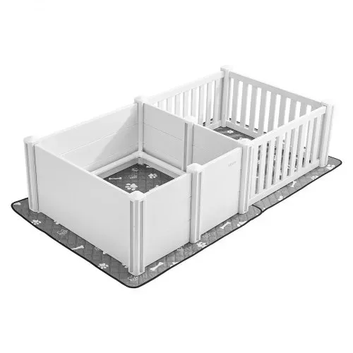 VEVOR Wurfkiste für Welpen, 186,5x97x50 cm, Hundelaufstall, mit höhenverstellbarer Tür, Welpenlaufstall, waschbarer Pipi-Unterlage, Wurfbox aus PVC-Kunststoff für mittelgroße Hunde – Bild 10