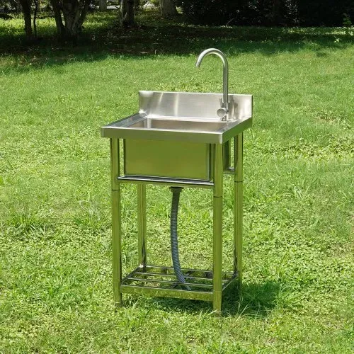 VEVOR Edelstahl-Waschbecken, Freistehendes Waschbecken, inkl. Wasserhahn und Beinen, 41 x 33 x 22 cm Kommerzielle Einzelwaschbecken für Garage, Restaurant, Küche, Gewerbliche Spülbecken – Bild 7