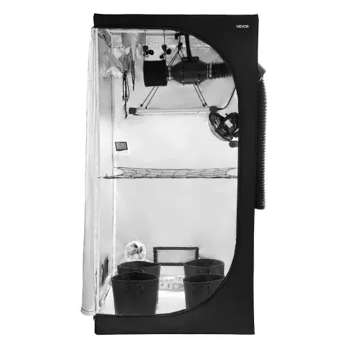 VEVOR Growzelt-Set, 100x100x200 cm, Gewächshauszelt mit Vollspektrum-LED-Zuchtlicht & Belüftungssystem, Pflanzenzelt 600D hochreflektierendes Mylar, Anzuchtzelte für Blumen und Gemüse – Bild 8
