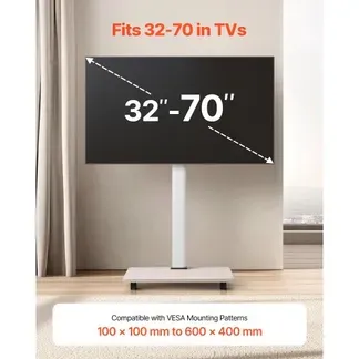VEVOR rollbarer TV-Ständer TV-Wagen für 812,8-1778 mm TVs bis zu 45 kg, 25° Links-Rechts-Drehung & höhenverstellbare TV-Halterung mit Regal für Ecke Schlafzimmer Wohnzimmer (max. 600 x 400 mm) VEVOR rollbarer TV-Ständer TV-Wagen für 812,8-1778 mm TVs bis zu 45 kg, 25° Links-Rechts-Drehung & höhenverstellbare TV-Halterung mit Regal für Ecke Schlafzimmer Wohnzimmer (max. 600 x 400 mm)
