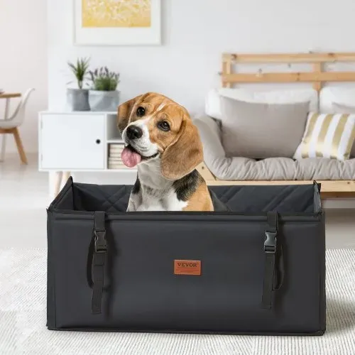 VEVOR Hundeautositz, wasserdichter Hundesitzerhöhung fürs Auto mit Stützrahmen, Haustierautositz mit ansteckbarer Sicherheitsleine, Hundeautobett für kleine, mittelgroße und große Hunde bis 22 kg, Schwarz – Bild 7