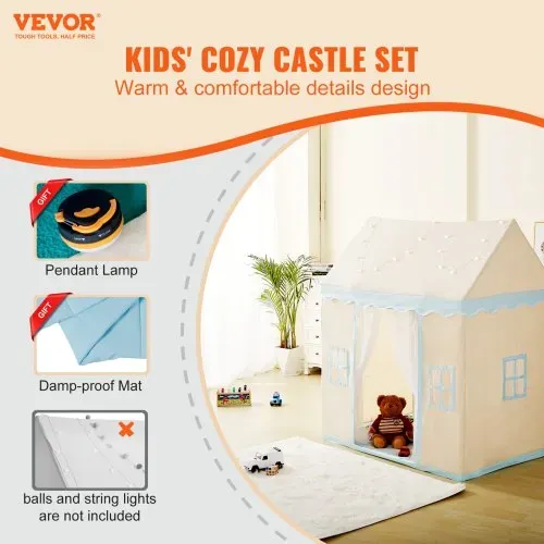 VEVOR Kinderspielzelt, Kinderzelt für Kinder von 1–5 Jahren, Kleinkinderzelt mit Matte und Zeltlampe, Zelt für Kinder mit Fenstern für drinnen und draußen, Spielhaus-Burgzelt VEVOR Kinderspielzelt, Kinderzelt für Kinder von 1–5 Jahren, Kleinkinderzelt mit Matte und Zeltlampe, Zelt für Kinder mit Fenstern für drinnen und draußen, Spielhaus-Burgzelt