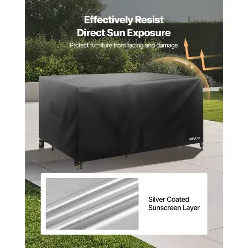 VEVOR Schutzhülle Abdeckung für Terrassenmöbel Gartenmöbel aus Oxford-Gewebe wasserfeste quadratische Terrassentischabdeckungen mit Belüftung für jedes Wetter, Abdeckplane (188 x 188 x 71 cm) – Bild 4