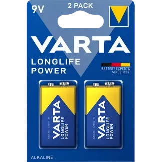 9V-Block Batterie VARTA “Longlife Power“ Alkaline, 6LR61, 2er Blister 9V-Block Batterie VARTA “Longlife Power“ Alkaline, 6LR61, 2er Blister