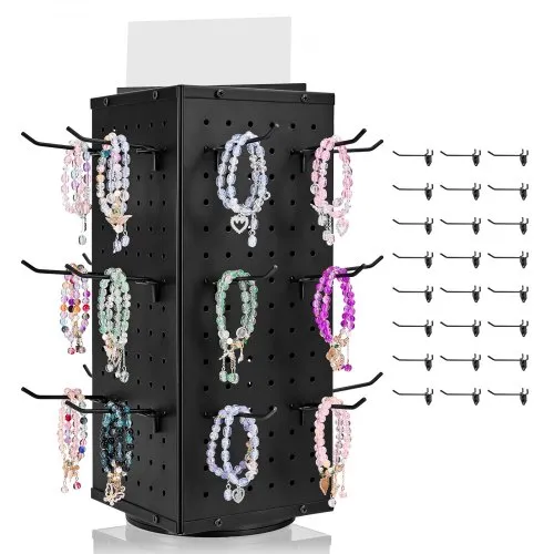 VEVOR Drehbarer Stecktafel-Präsentationsständer mit 24 Haken, 188x188x520 mm, kaltgewalzter Stahl, Bastelregal-Organizer für Lebensmittelgeschäfte, Einzelhandelsgeschäfte, Schmuckgeschäfte VEVOR Drehbarer Stecktafel-Präsentationsständer mit 24 Haken, 188x188x520 mm, kaltgewalzter Stahl, Bastelregal-Organizer für Lebensmittelgeschäfte, Einzelhandelsgeschäfte, Schmuckgeschäfte