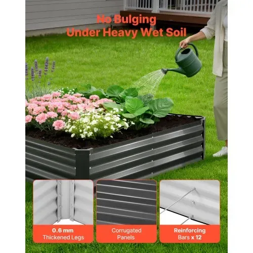 VEVOR Hochbeet Metall 2er-Pack 244x122x30 cm, Rechteckiges Gartenbeet, Pflanzkasten-Set für den Außenbereich, Gemüsebeet mit Handschuhen, Blumenbeet, Pflanzbeet für Blumen & Gemüse – Bild 2
