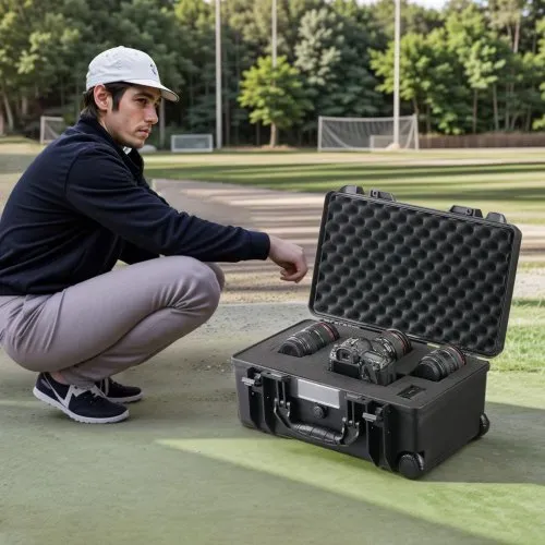 VEVOR wetterfester Hartschalenkoffer Trockenboxen mit vorgeschnittenem Schaumstoff, Rollen und einziehbaren Griffen für Reisen, IP67 wasserdichtes Gehäuse für Kameras Schwarz (55 x 34 x 24 cm) – Bild 7