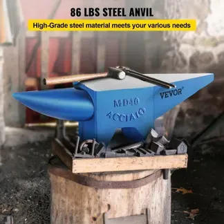 VEVOR Einzelhorn-Amboss Stahlamboss 39 kg, Schmiedestahlwerkzeuge Amboss mit rundem & quadratischem Loch, robuster Schmied, Juweliere, langlebiges & robustes Metallbearbeitungswerkzeug Blau VEVOR Einzelhorn-Amboss Stahlamboss 39 kg, Schmiedestahlwerkzeuge Amboss mit rundem & quadratischem Loch, robuster Schmied, Juweliere, langlebiges & robustes Metallbearbeitungswerkzeug Blau