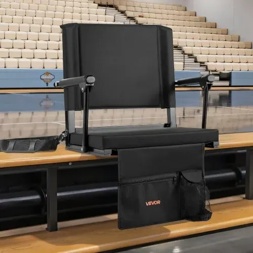 VEVOR Stadionsitz tragbarer Tribünenstuhl mit Rückenlehne & Armlehne, Tribünensitz mit Schultergurt & Getränkehalter & Haken, Stadionstuhl aus 600D Oxford-Gewebe (474,98 mm Gesamtbreite) Schwarz – Bild 7