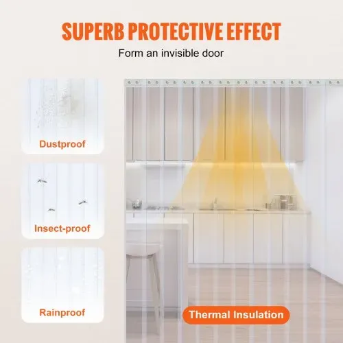 VEVOR Streifenvorhang, 24 m Länge x 30 cm Breite x 0,3 cm Dicke, durchsichtige glatte PVC-Streifenvorhang-Großrolle, Kunststoff-Türstreifen für Türen von Supermärkten, Garagen, Lagerhallen, Scheunen und Tierställen – Bild 2