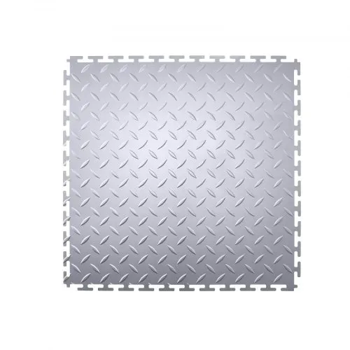 VEVOR PVC Garagenboden, 8er-Pack 513x513x5 mm, Werkstattboden, Industrieboden, Klick Verlegung, rutschfeste PVC-Matten mit Diamantplatte für Werkstatt, Lager, Werkzeugraum, Hellgrau – Bild 9