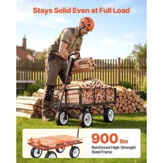 VEVOR Bollerwagen 408,2 kg Tragkraft, Gartenwagen mit PU-Reifen, Transportwagen mit Verstellbarem Griff, Abnehmbaren Seitenwänden, Handwagen zur Befestigung an ATV oder Traktor, Schwarz VEVOR Bollerwagen 408,2 kg Tragkraft, Gartenwagen mit PU-Reifen, Transportwagen mit Verstellbarem Griff, Abnehmbaren Seitenwänden, Handwagen zur Befestigung an ATV oder Traktor, Schwarz