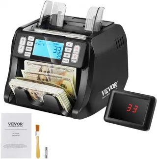 VEVOR Geldzählmaschine, Banknotenzähler mit UV-, MG-, IR- und DD-Falschgelderkennung, USD- und EUR-Geldzählmaschine mit Additions- und Batch-Modus, Großes LCD & Externes Display VEVOR Geldzählmaschine, Banknotenzähler mit UV-, MG-, IR- und DD-Falschgelderkennung, USD- und EUR-Geldzählmaschine mit Additions- und Batch-Modus, Großes LCD & Externes Display