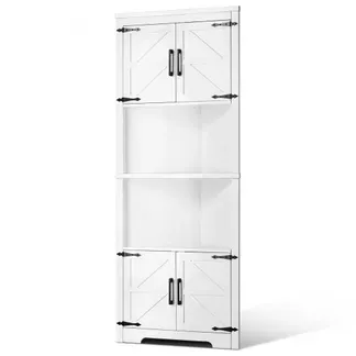 VEVOR Eckschrank Aufbewahrungsschrank mit 6-stufiger Regalen Mehrzweckschrank (171 cm Hohe) mit 4 Holztüren und verstellbaren Regalen, freistehender Küchenschrank für Wohnzimmer Waschküche, weiß VEVOR Eckschrank Aufbewahrungsschrank mit 6-stufiger Regalen Mehrzweckschrank (171 cm Hohe) mit 4 Holztüren und verstellbaren Regalen, freistehender Küchenschrank für Wohnzimmer Waschküche, weiß