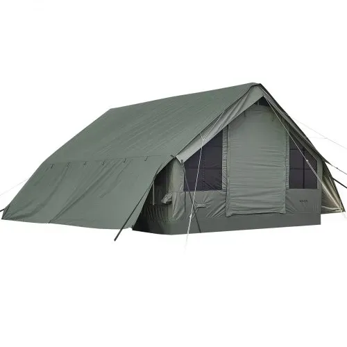 VEVOR Aufblasbares Zelt Glamping Luftzelt 5-8 Personen mit Pumpe Grün, für Outdoor-Aktivität Wasserabweisendes Poly-Baumwollgewebe mit Dachfenster Ofenrohrdurchführung Netzfenster & Tragetasche – Bild 9