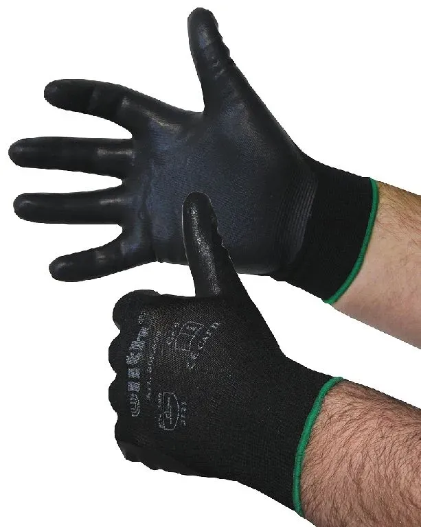 Nylon Feinstrick-Handschuhe mit Nitril-Schaum, schwarz, Größe 10 / XL Nylon Feinstrick-Handschuhe mit Nitril-Schaum, schwarz, Größe 10 / XL