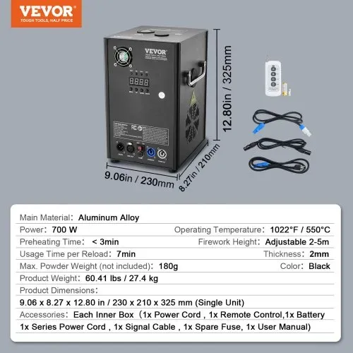 VEVOR 4x Funkenmaschine 700 W Pyrotechnikmaschine Aluminiumlegierung Feuerwerksmaschine DMX Controller Einstellbar 2–5m Cold Spark Machine 7 min pro Nachladen Ideal für Hochzeit, DJ Show, Partys – Bild 6