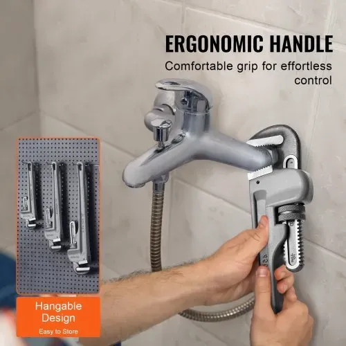 VEVOR 3-teiliges Rohrzangen-Set, 10" 14" 18" gerade Aluminium-Rohrzange, verstellbarer Sanitärschlüssel, mit hochfester Backe und ergonomischem Griff, aufhängbares Design, für Wasserleitungen – Bild 4