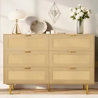 VEVOR Rattankommode Aufbewahrungsschrank mit 6 Schubladen & Metallgriffen und -beinen, moderner Rattanschrank für Schlafzimmer Wohnzimmer Flur (120 x 39,5 x 85,4 cm) Kleidungsschrank VEVOR Rattankommode Aufbewahrungsschrank mit 6 Schubladen & Metallgriffen und -beinen, moderner Rattanschrank für Schlafzimmer Wohnzimmer Flur (120 x 39,5 x 85,4 cm) Kleidungsschrank