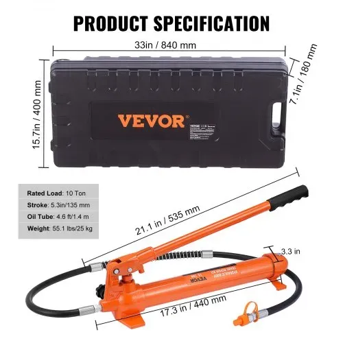 VEVOR Hydraulischer Wagenheber Luftpumpe 10 t, Lufthydraulischer Heber 135 mm Hub Rot, inkl. 100 / 195 / 300 / 500 mm Verlängerungsstange, Elektrostatisches Pulversprühen Autoreparatur – Bild 6