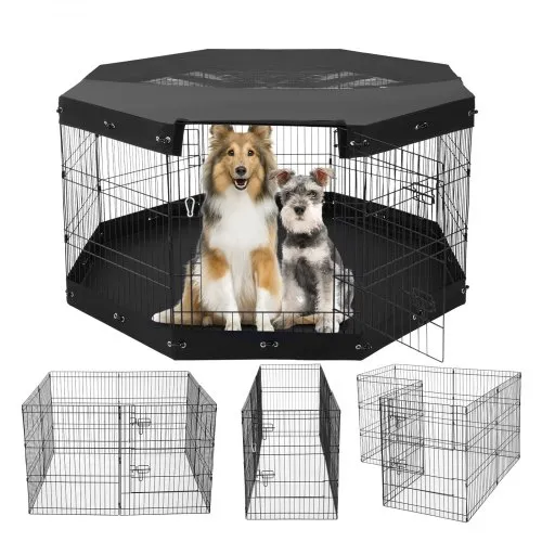 VEVOR Hundelaufstall, 8 Stk. 76 cm H x 61 cm B Paneele, faltbarer Welpenlaufstall aus Metall, Hundezaun mit Tür, Bodenmatte und oberer Abdeckung, Laufstall für Hunde, Katzen und andere Kleintiere VEVOR Hundelaufstall, 8 Stk. 76 cm H x 61 cm B Paneele, faltbarer Welpenlaufstall aus Metall, Hundezaun mit Tür, Bodenmatte und oberer Abdeckung, Laufstall für Hunde, Katzen und andere Kleintiere
