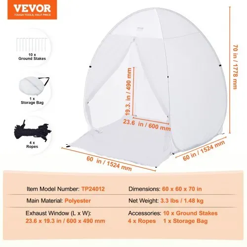 VEVOR Sprühfarben-Unterstand, 60 x 60 x 70 Zoll, tragbares Pop-Up-Sprühfarbenzelt mit integriertem Boden, Abluftfenster und Aufbewahrungstasche, faltbare Lackierkabine für Möbel, DIY-Hobby-Werkzeug-Malstation – Bild 6