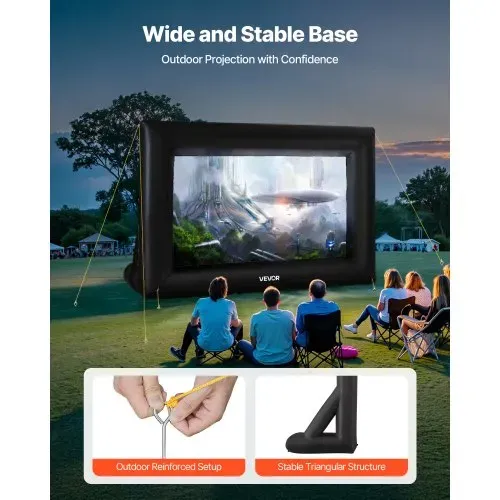 VEVOR aufblasbare Filmleinwand Projektion Beamer Leinwand aus 600D, Projektionsleinwand mit tragbarer Aufbewahrungstasche, 16:9, Filmprojektion für Heimkino Mottoparty Poolspaß (378 x 160 x 317 cm) – Bild 4