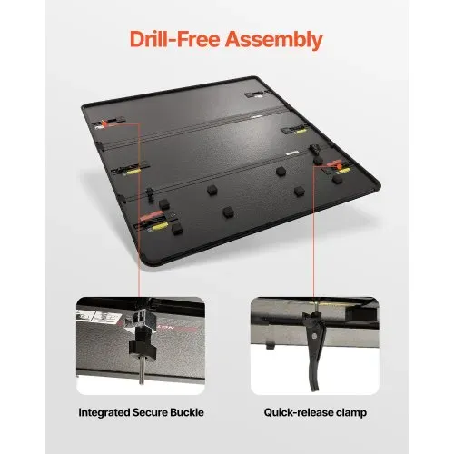 VEVOR Dreifach faltbare Ladeflächenabdeckung, Kompatibel mit 1999-2024 Ford F-250 F-350 Super Duty, Styleside 6,75' (81", 82") Ladefläche, Passend für 6,7' x 5,4'/6,8' x 5,6' Innenladefläche – Bild 4