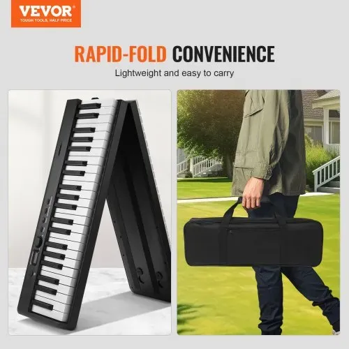 VEVOR 88-Tasten-Klappklavier, Bluetooth und MIDI, tragbares elektronisches digitales Klappklavier mit Sustain-Pedaltasche, berührungsempfindlichen Tasten, Kopfhörern, wiederaufladbar für Anfänger, Jugendliche und Erwachsene, Schwarz VEVOR 88-Tasten-Klappklavier, Bluetooth und MIDI, tragbares elektronisches digitales Klappklavier mit Sustain-Pedaltasche, berührungsempfindlichen Tasten, Kopfhörern, wiederaufladbar für Anfänger, Jugendliche und Erwachsene, Schwarz