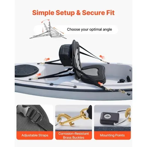 VEVOR 2 x Kajaksitz 53 mm Dicke, Gepolsterter Sitz für Stand-Up-Paddle-Board, Bootssitz mit Rückenlehne & Aufbewahrungstasche & Verstellbaren Gurten für SUP Kanu Angelboot Aufblasbares Kajak – Bild 3