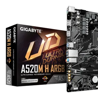 GIGABYTE A520M H ARGB Mainboard – Unterstützt AMD Ryzen 5000 Prozessoren, bis zu 5100 MHz DDR4 (OC), PCIe 3.0 x4 M.2, 1-GbE-LAN, USB 3.2 Gen 1 GIGABYTE A520M H ARGB Mainboard – Unterstützt AMD Ryzen 5000 Prozessoren, bis zu 5100 MHz DDR4 (OC), PCIe 3.0 x4 M.2, 1-GbE-LAN, USB 3.2 Gen 1