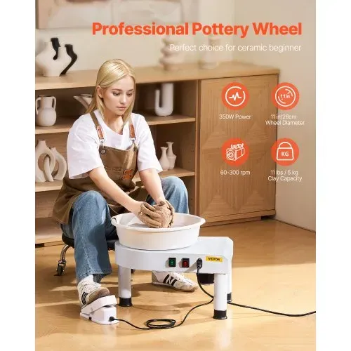 VEVOR Töpferscheibe Töpferformmaschine 28 cm Keramik-Radformmaschine mit einstellbarem Pedal & abnehmbarem Becken, komplettes Keramikscheibe-Set für Arbeit Kunst Handwerk Heimwerken, weiß VEVOR Töpferscheibe Töpferformmaschine 28 cm Keramik-Radformmaschine mit einstellbarem Pedal & abnehmbarem Becken, komplettes Keramikscheibe-Set für Arbeit Kunst Handwerk Heimwerken, weiß