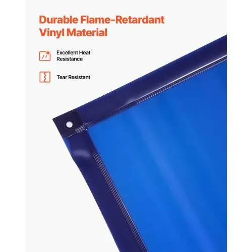 VEVOR Schweißvorhang, 1740x1740 mm Schweißschutzwand, flammhemmende Vinyl-Schweißschutzwand mit feststellbaren Schwenkrädern und 6-stufigem UV-Schutz für Werkstatt-/Industrieeinsatz, Blau – Bild 3