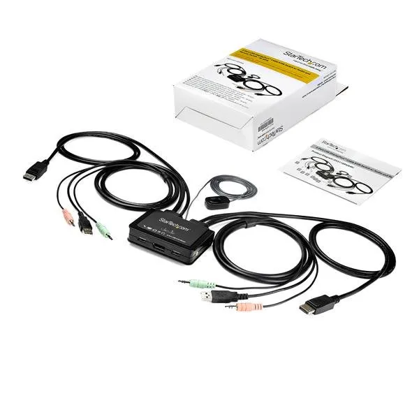 StarTech.com 2 Port USB 4K60Hz DisplayPort KVM Switch mit eingebauten Kabeln - Betriebssystemunabhängig – Bild 6