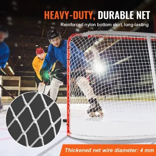 VEVOR Hockeytor Streethockeynetz, Straßenhockey-Tor Hockeynetz, 183 x 64 x 122 cm Hockey-Trainingstor-Set, offizielles Profi Indoor/Outdoor-Hockeytor aus Stahlrohren mit Netz, weiß/rot, Training – Bild 3