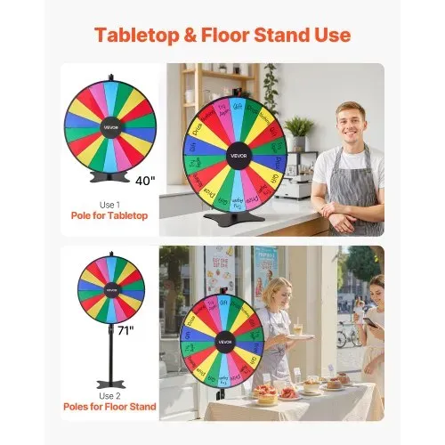 VEVOR Glücksrad Drehrad (914 mm) 18 Slots Glücksrad mit Ständer, höhenverstellbar, Lotteriespiele Gewinn-Roulette mit Tafelschwamm & 2 Markern, 6 Farben, ideal für Party Kneipe Messe VEVOR Glücksrad Drehrad (914 mm) 18 Slots Glücksrad mit Ständer, höhenverstellbar, Lotteriespiele Gewinn-Roulette mit Tafelschwamm & 2 Markern, 6 Farben, ideal für Party Kneipe Messe
