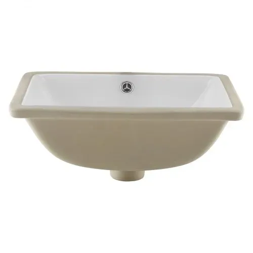 VEVOR Unterbauwaschbecken Handwaschbecken 46 x 33 cm rechteckiges Spülbecken aus Keramik mit Überlaufloch, moderne Unterbauspüle Küchenspüle für kleine Räume, Badezimmerwaschbecken Weiß – Bild 10